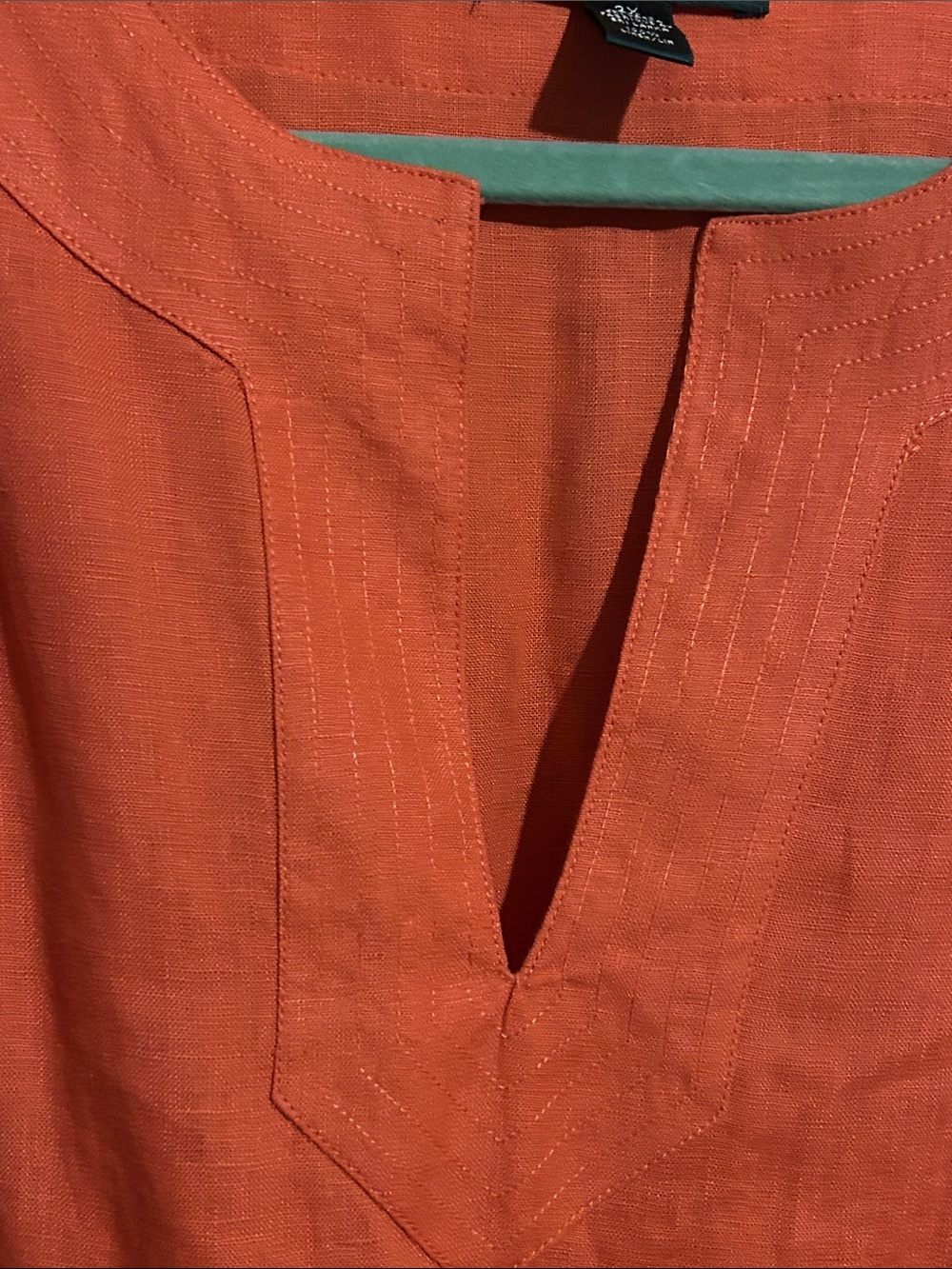 Lauren Ralph Lauren Orange Linen Split-Neck Tunic - Picture 6 of 8